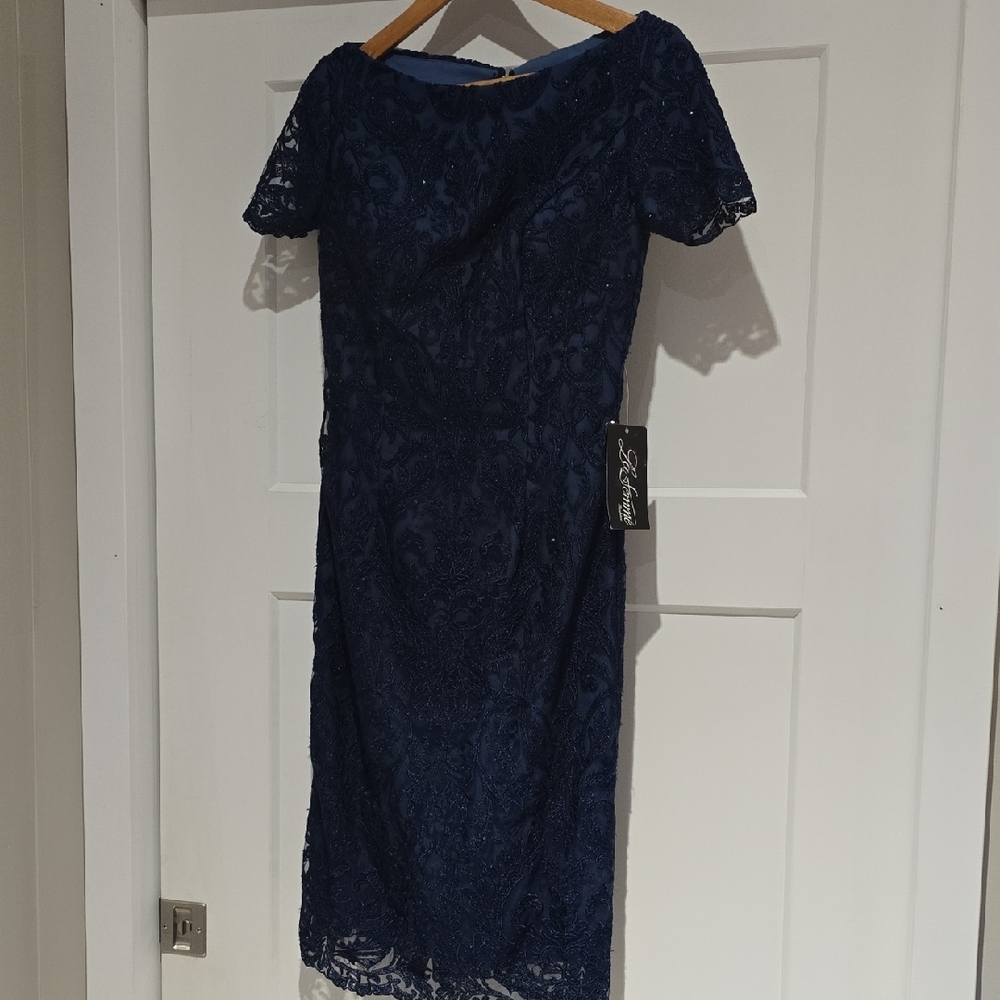 La Femme Navy Lace Dress